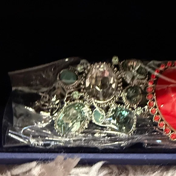 Swarovski Nova Red, Green, Silver Crystal Bracelet -Set